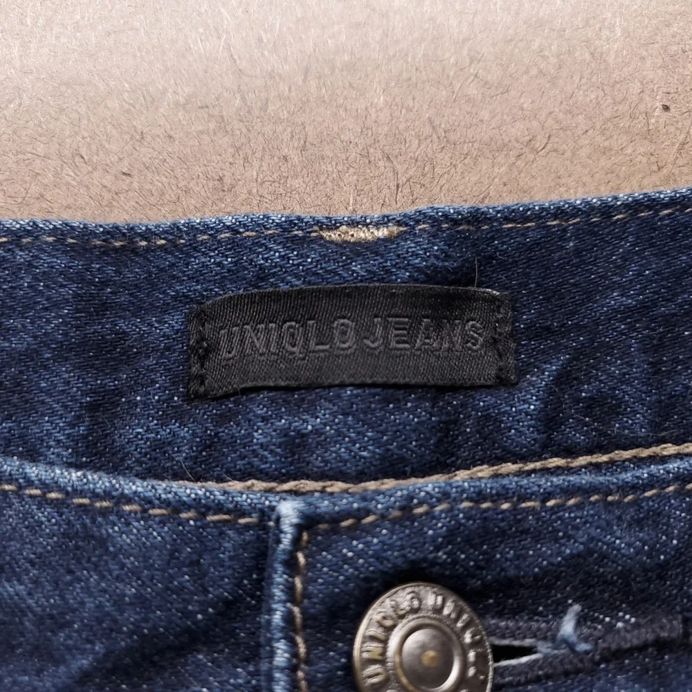 Uniqlo Straight High-Rise Jeans Women 25 Dark Blue Minimalist Quiet Luxury Denim